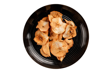 Apple chips dried apple sweet slices natural healthy food main course ingredient appetizer fresh tasty table setting gourmet food background rustic food top view copy space keto and paleo diet 