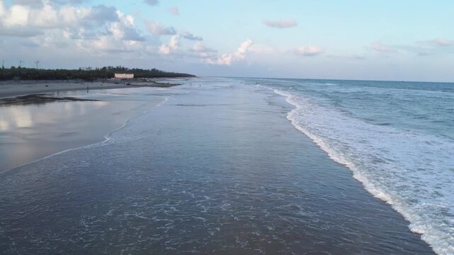 Beautiful India beach siali in Odisha during sunset time. Indian tourism concept. 