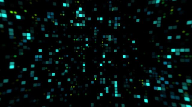 Pixelated motion graphic. Hi-Tech abstract pixel moving background. Retro pixel mosaic arcade backdrop. 4k animation