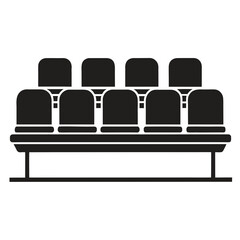 Title: A row of four black theater seats with armrests on a white background arena © Abu