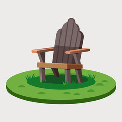 Title: A cute cartoon bat with large ears and a small body sitting on a grassy patch with green