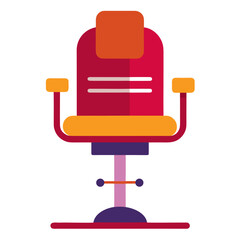 Title: A modern office chair with a red and yellow color scheme and a swivel base