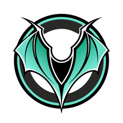 Title: A stylized green and black abstract geometric flower with symmetrical petals and a central