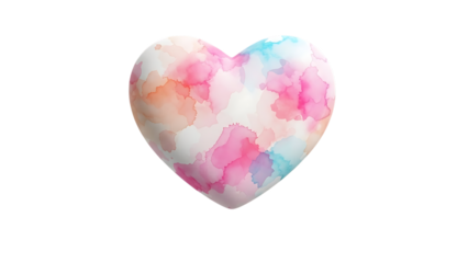 A pastel colored heart isolated on transparent background