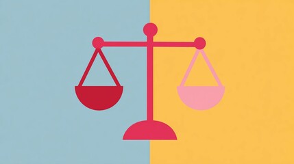 Vibrant balance scale on colorful background for business concepts