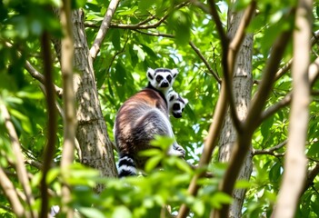 Obraz premium A close up of a Ring Tailed Lemur in a tree