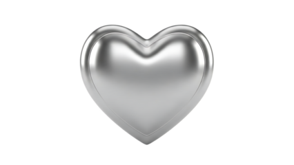 Shiny silver heart shape isolated on transparent background