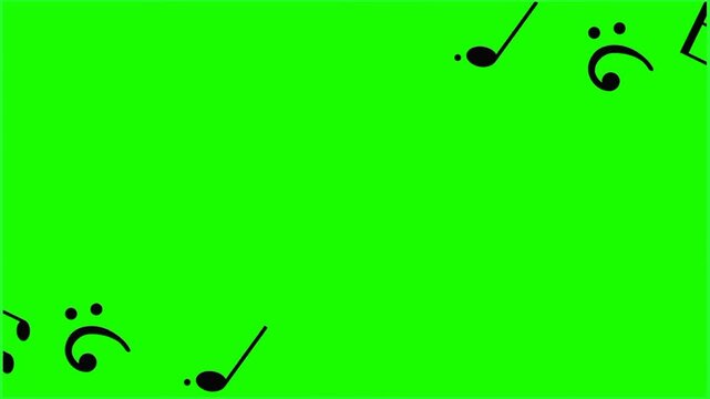 Black musical notes and symbols falling from the top and bottom on a green screen.
Keywords: music, notes, symbols, treble clef, bass clef, melody, sound, falling, rain, animation, green screen, chrom