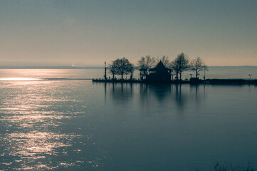 sunset over the lake