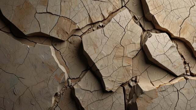 Soft Gray Brown Mineral Clay Texture with Dry Cracks and Skincare Ingredient Detail