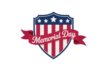 Memorial Day Shield Emblem with Ribbon holiday united states
