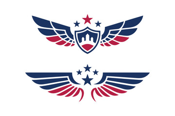 USA Themed Wings and Shield Emblems
