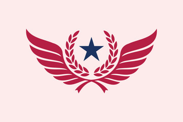 Winged Emblem with Star and Laurel Wreath