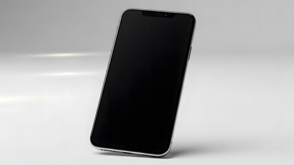 Modern Smartphone with Blank Black Screen on White Background mobile phone cell phone