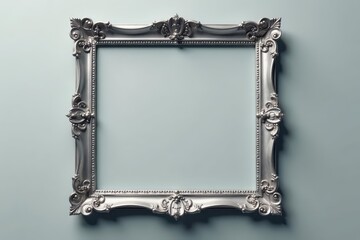 Elaborate silver frames on a subtle grey backdrop , abstract, shiny