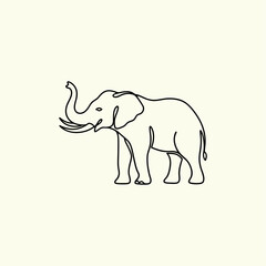 Obraz premium Single line elephant icon flat vector design.