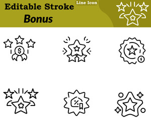 A clean minimalist bonus icon designed in a character style. Features coins a gift box star upward arrow symbolize extra reward incentive profit achievement. Smooth rounded outlines and simple shape.