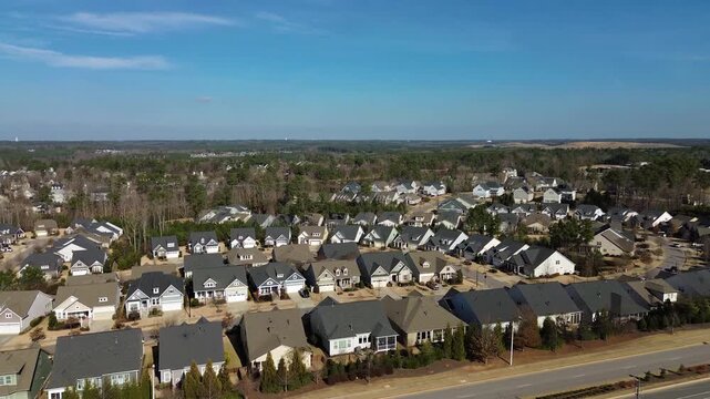 Aerial view of new homes in Holly Springs, in Wake County North Carolina