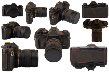 dust dirt film camera old isolated on white background