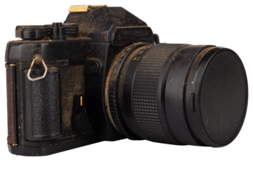dust dirt film camera old isolated on white background