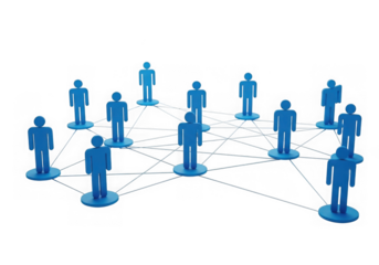 Blue people connected by lines