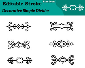 A clean minimalist decorative divider icon in a modern character style. It consists of a thin horizontal line with gentle curves and small central accent dot diamond leaf geometric shape for elegance.