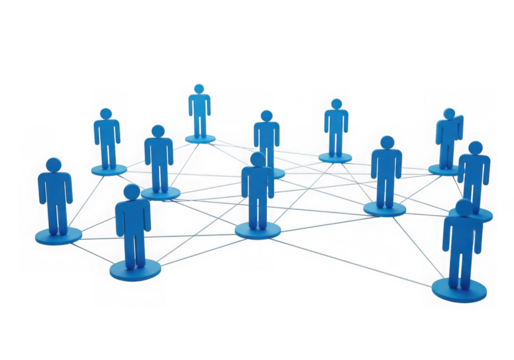 Blue people connected by lines - Powered by Adobe