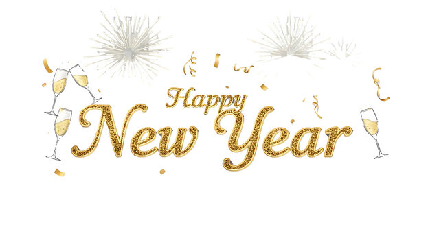 Happy New year baneer on a transparent background, cut out 