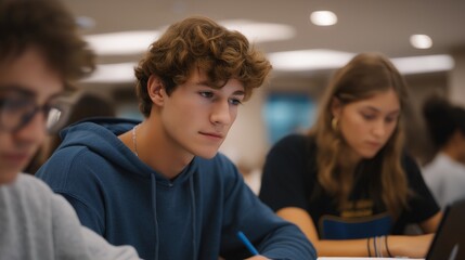 An inclusive classroom environment where students of different abilities learn together, highlighting accessible education and equal learning opportunities. cinematic color correction, natural