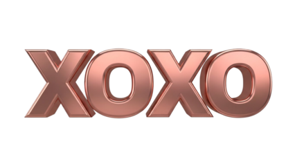 Rose Gold Metallic 3D XOXO Text Sign for Valentine's Day Romantic Greetings and Love Themed Design