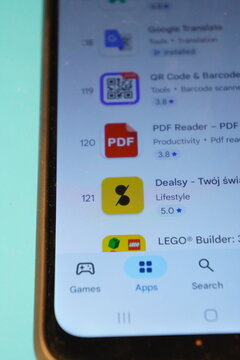 Smartphone screen displaying a list of mobile applications in an app store