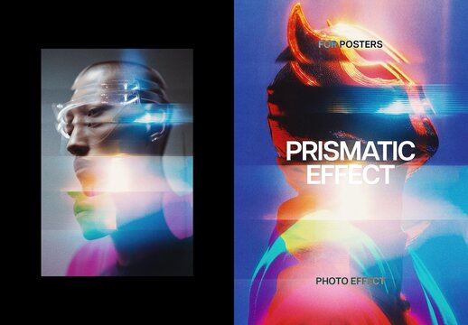 Prismatic Poster Photo Effect Mockup