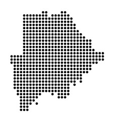 Fototapeta premium Botswana country dotted map. Black spot pixel illustration isolated on white background. Vector circle mosaic.