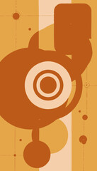 Obraz premium Abstract geometric art featuring overlapping shapes and concentric circles in warm earth tones creating a harmonious visual balance with modern minimalist style