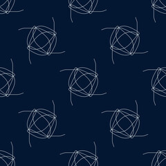 Minimal hand drawn lines arranged as an abstract repeating pattern on a deep blue background with a clean, contemporary look