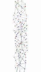 Abstract Vertical Network of Interconnected Nodes and Lines Creating a Complex Geometric Pattern in a Digital Representation of Data or Information Flow