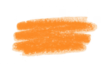 Orange chalk stroke texture on transparent background