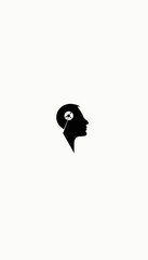 Silhouette of Human Head with Gear Symbolizing the Concept of Brain Function and Mechanical Thinking Processes