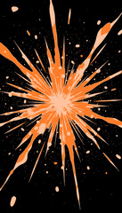 Vivid depiction of an explosive cosmic event bursting with intense energy, showcasing radiant orange rays and particles against a dark interstellar backdrop