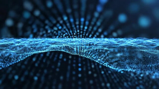 Blue Digital Wave Landscape of Data.