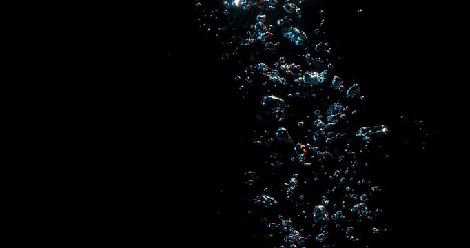 Stunning footage of colorful air bubbles floating in water, perfect for motion graphics and visual effects in design projects. Ideal for abstraction themes, conveying fluidity and movement