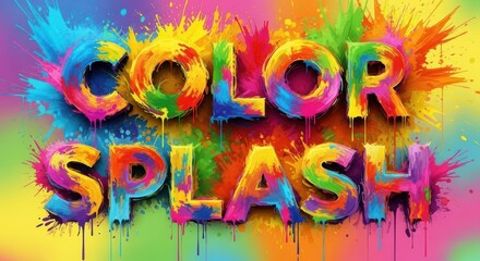 Fototapeta premium Colorful Splash Text with Vibrant Paint Drips