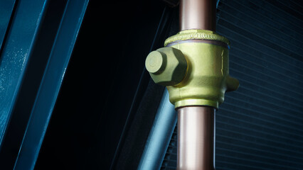 Copper tubes  in an industrial cooling radiator, industrial concept
