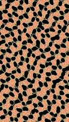Vivid Abstract Pattern with Interwoven Lines Forming Organic Shapes Against a Black Background