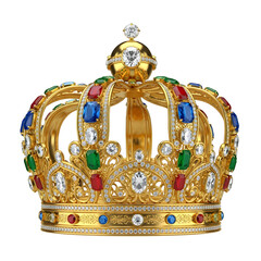 Golden Crown with Diamonds Rubies Emeralds and Sapphires