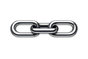 Metal chain link concept for strength, security, connection, partnership and protection on transparent background