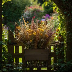 Floral Display in Wooden Crate
