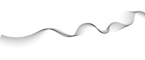 Flowing Dot Wave halftone gradient pattern on transparent background	