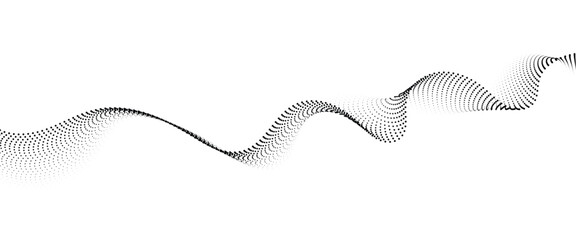 Flowing Dot Wave halftone gradient pattern on transparent background	