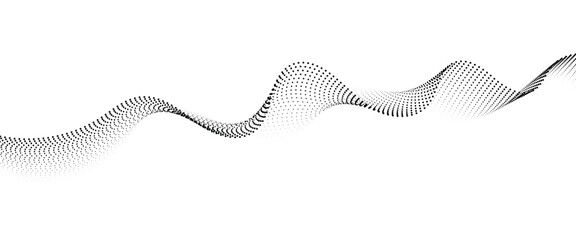 Flowing Dot Wave halftone gradient pattern on transparent background	